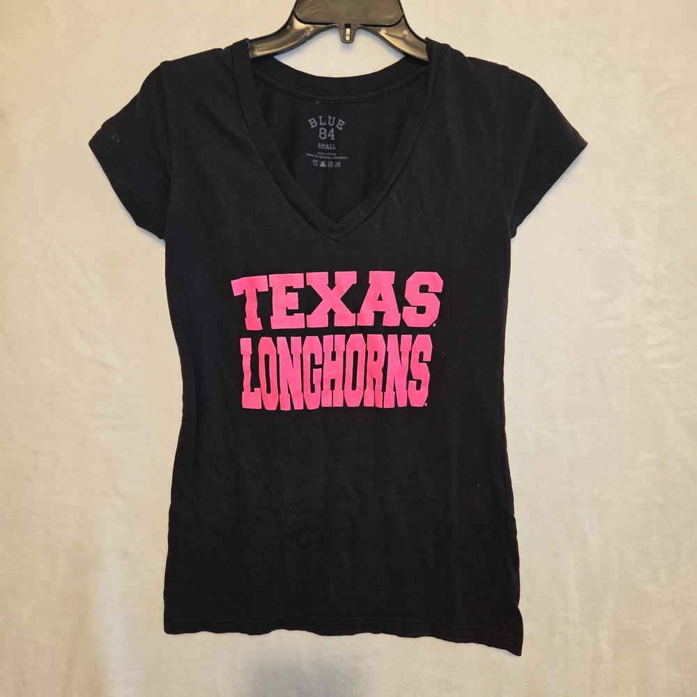 Blue 84 Texas Longhorns Womens V Neck T Shirt Black Pink Size Small